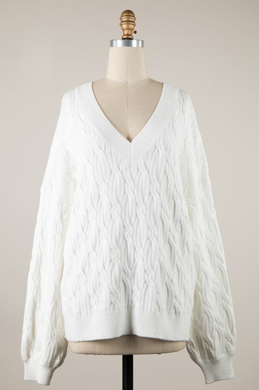 Braid Knit Pattern Sweater