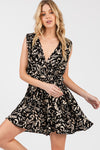 Printed Tie Back Romper - Black Print