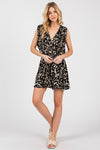 Printed Tie Back Romper - Black Print