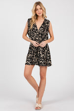 Printed Tie Back Romper - Black Print