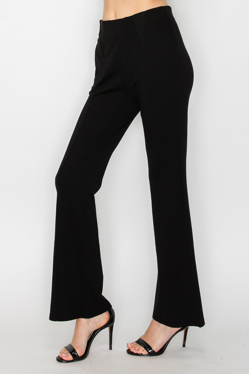 Elastic Waist Fit And Flare Pants