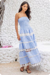 Striped Floral Lace Tube Dress