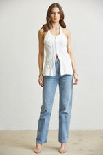 Cable Knit Cotton Halter Top