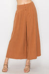 Button Front Wide Leg Pants