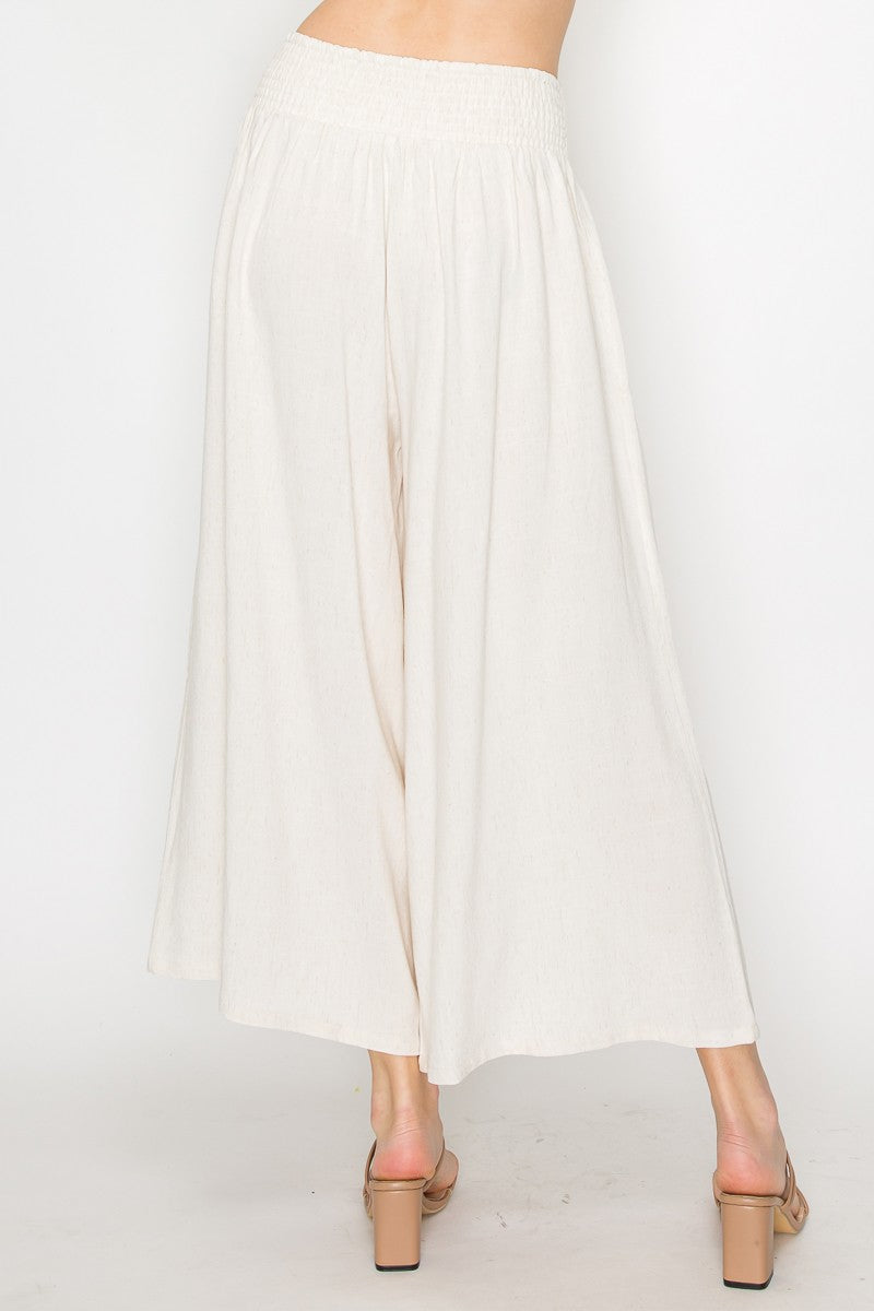 Button Front Wide Leg Pants