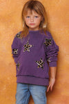 Leopard Printed Star Patch Top- Girls