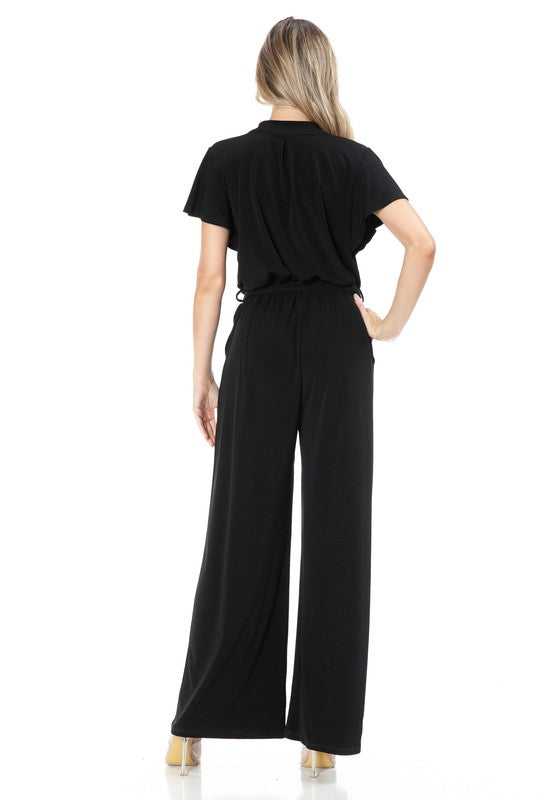 Ariella Flare Sleeve Surplice Jumpsuit