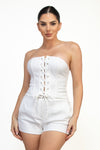 Lace Up Strapless Corset Top
