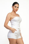 Lace Up Strapless Corset Top
