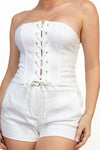 Lace Up Strapless Corset Top