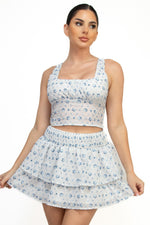 Embroidered Floral Back Smocked Crop Top