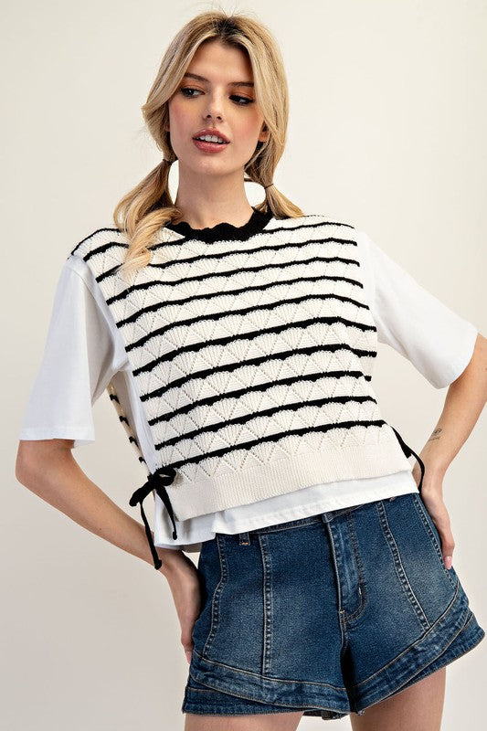 Layered Striped Sweater Top