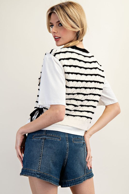 Layered Striped Sweater Top