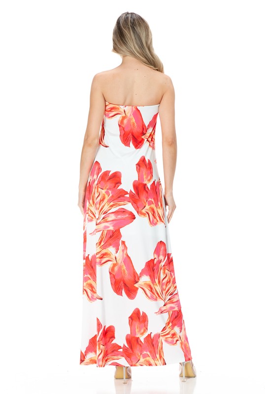 Ariella Printed Tube Maxi Dress