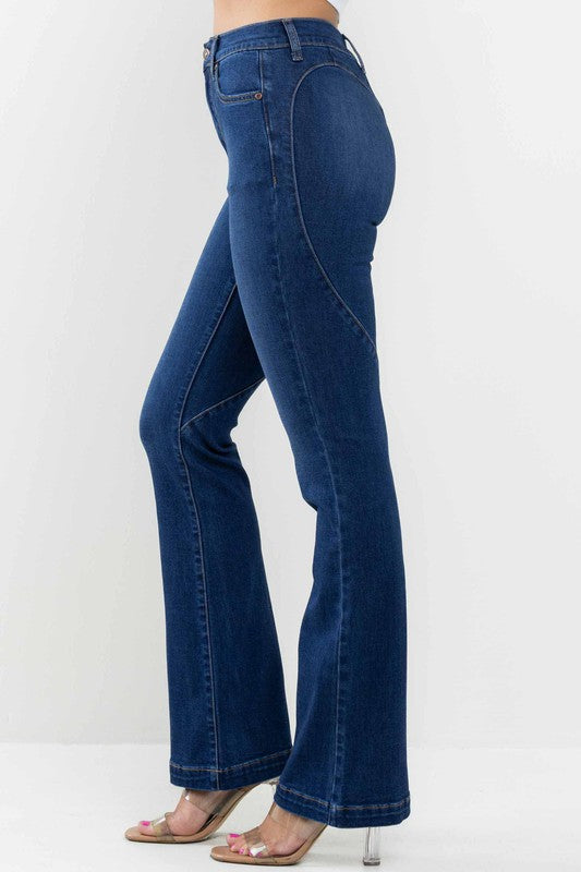 Vibrant- High Rise Heart Back Bootcut Jeans