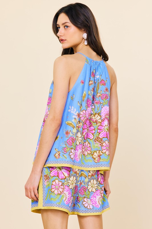 Sleeveless Border Print Top