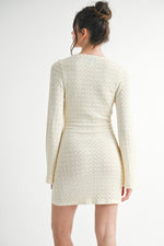 Pointelle Bell Sleeve Knit Mini Dress