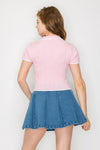 Collared V-Neck Sweater Crop Top