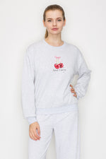 Cherry Print Sweatshirt Top