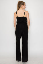 Elastic Waist Cowl Neck Jumpsuit