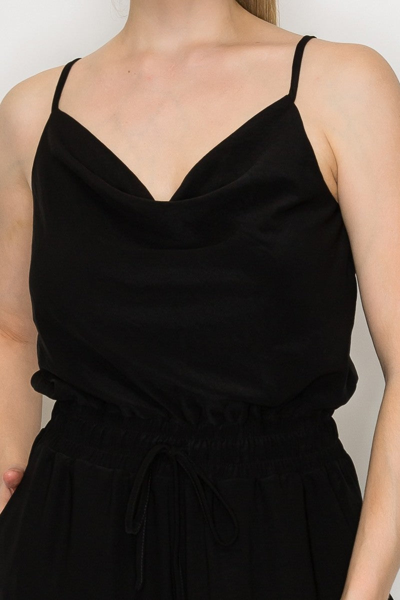Elastic Waist Cowl Neck Jumpsuit
