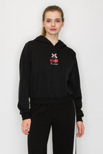 Cherry Printed Crop Hoodie
