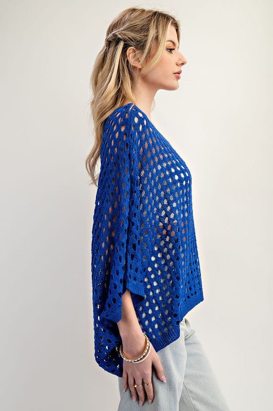 Dolman Sleeve Loose Fit Top - Royal