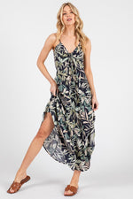 Chest Ruched Midi Dress w/ Adjustable Strap
