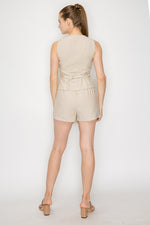 Pinstripe Wrap Button Short