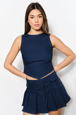 Denim Top W/ Back Tie