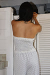 Floral Lace Trim Strapless Corset Top