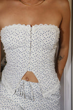 Floral Lace Trim Strapless Corset Top