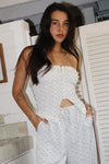 Floral Lace Trim Strapless Corset Top
