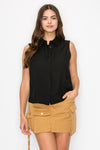 Button Down Sleeveless Linen Top