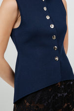 Fitted Knitdown Top With Accent Buttons