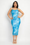 Shirred Cowl Neck Mesh Dress