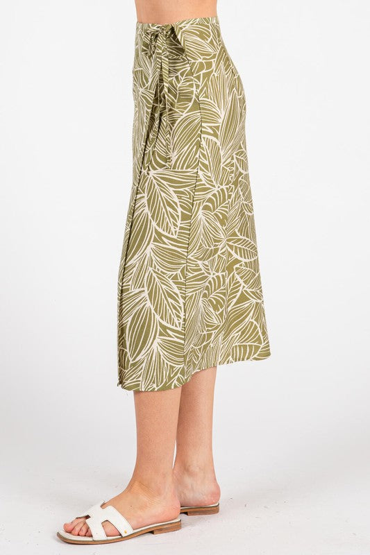 Waisted Tie Detailed Wrap Midi Skirt