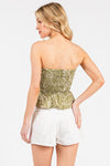 Printed Smocked Ruffle Tube Top