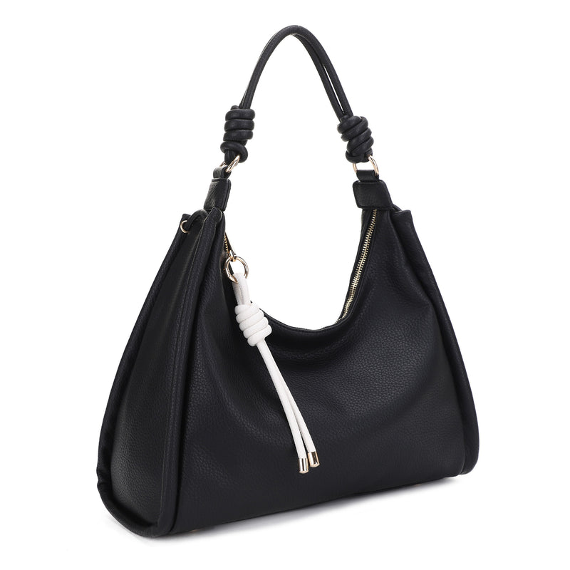 Hobo Bag With String Zip Puller Accent