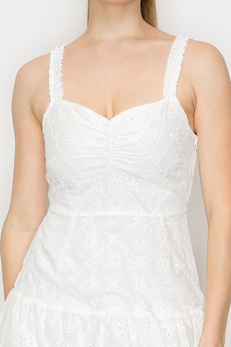 Eyelet Balloon Mini Dress