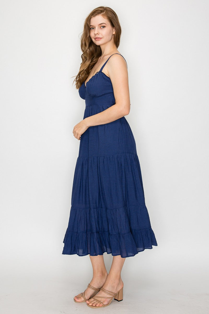 Back Cut Out Smock Tiered Dress