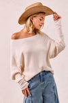 Waffle Knit Off Shoulder Top