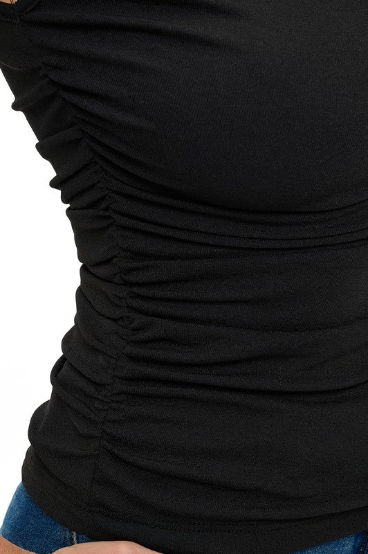 Ariella Ruched Detail Top - Black