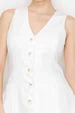 Button Down V-Neck Zippered Dress