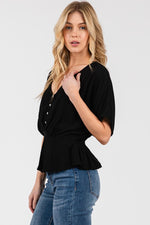 Kimono Top w/ Draped Sleeves - Black
