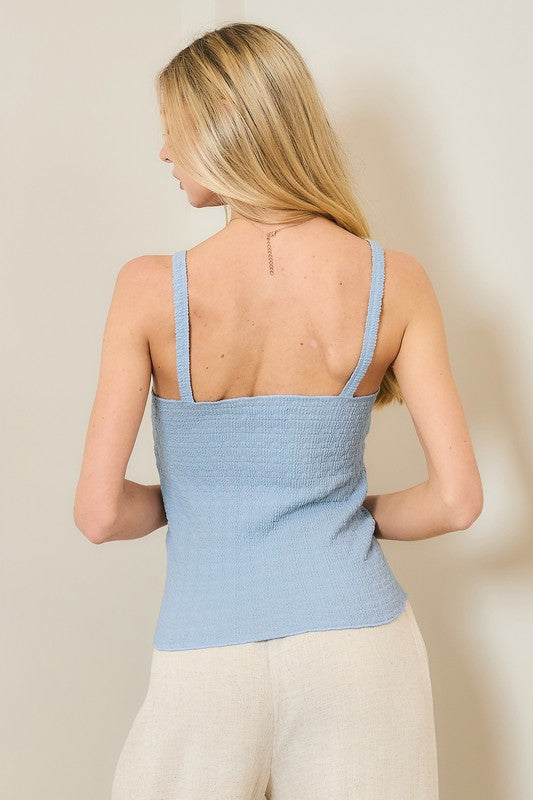 Textured Scoop Neck Sleeveless Top