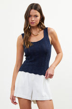 Pointelle Knit Tank Top