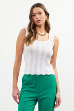 Pointelle Knit Tank Top