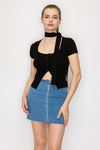 Sweater Neck Tie Sleeveless Top