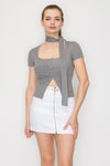 Sweater Neck Tie Sleeveless Top